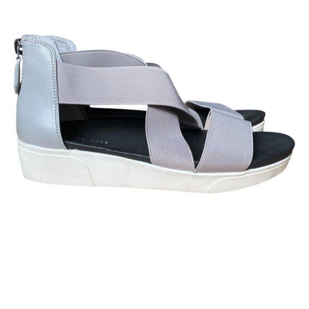 Kenneth Cole New York Silver Gray Black Strappy Lincoln Sandals - Size 8.5